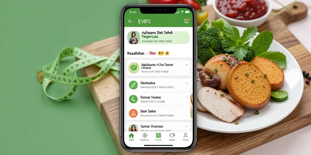 Tampilan antarmuka aplikasi Diet Sehat EVIP3 yang menarik dan mudah dinavigasi.