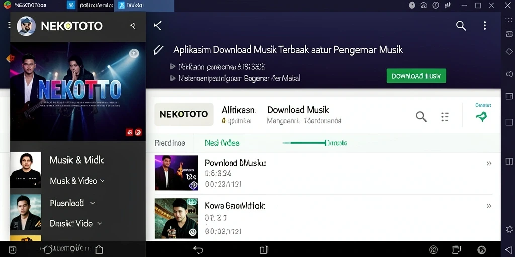 Tampilan antarmuka aplikasi NEKOTOTO dengan fitur Download Musik yang sederhana.