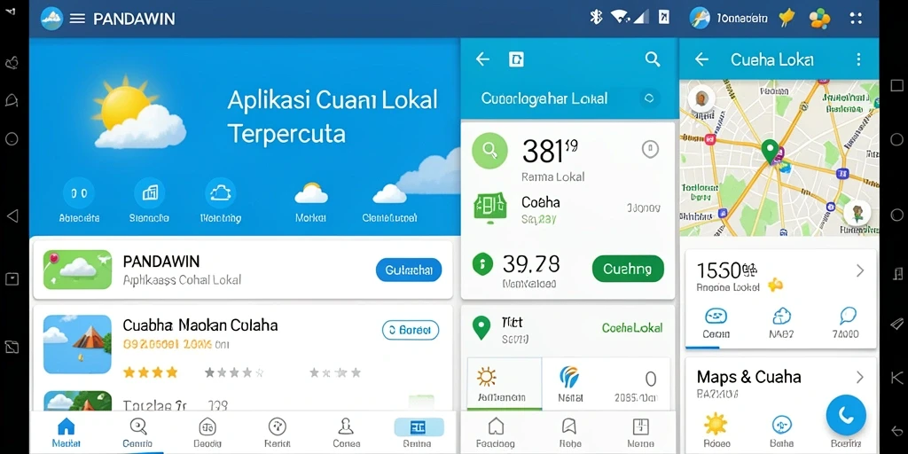 Tampilan antarmuka utama aplikasi Cuaca Lokal PANDAWIN.