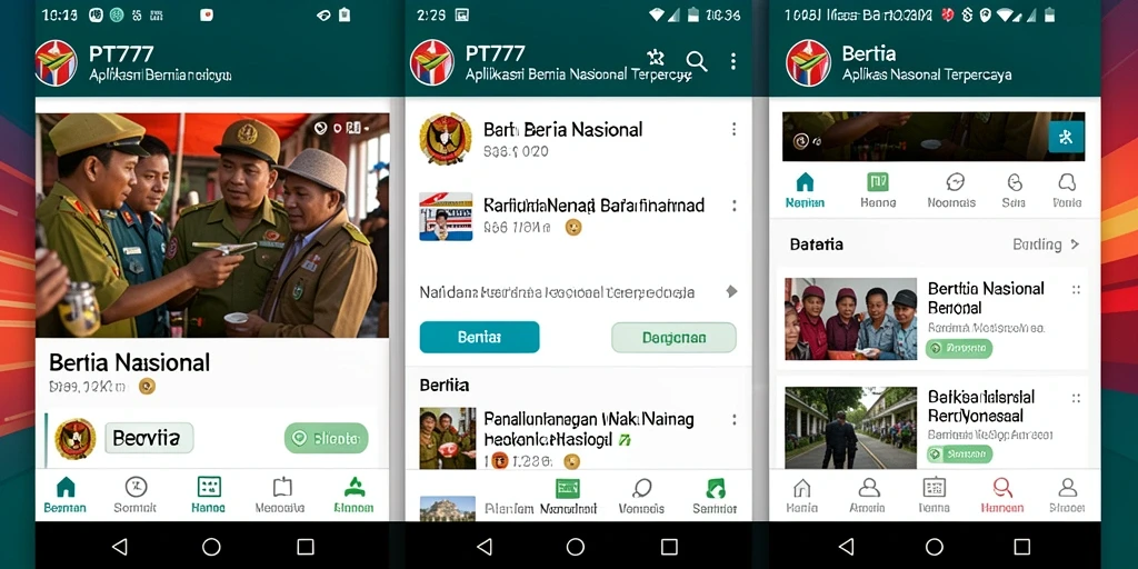 Tampilan antarmuka PT777 yang modern dan informatif untuk berita nasional.